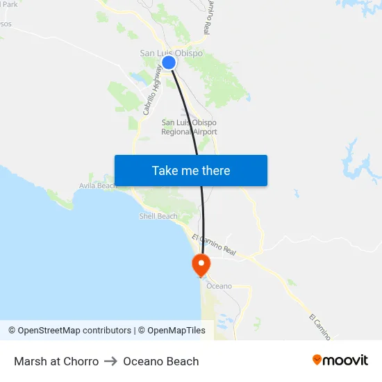 Marsh at Chorro to Oceano Beach map
