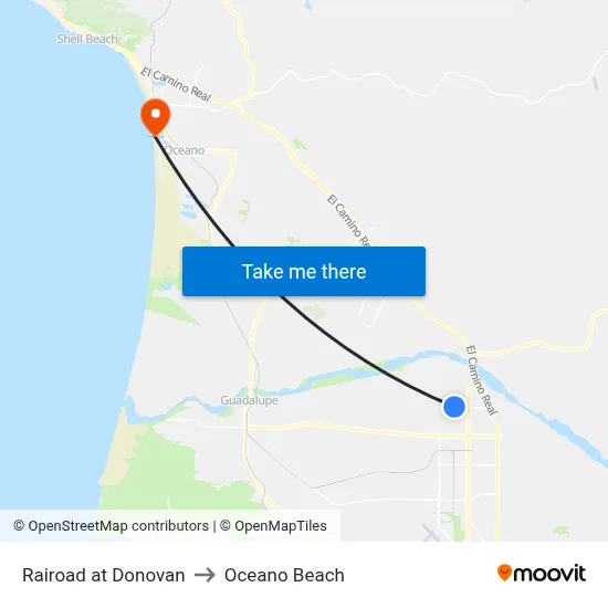 Rairoad at Donovan to Oceano Beach map