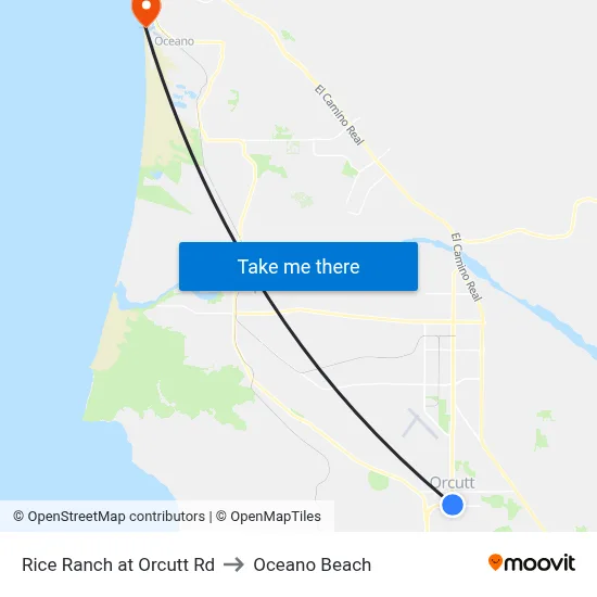 Rice Ranch at Orcutt Rd to Oceano Beach map