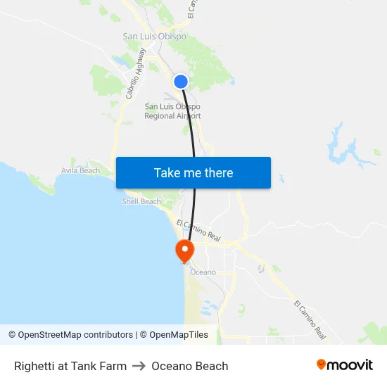 Righetti at Tank Farm to Oceano Beach map