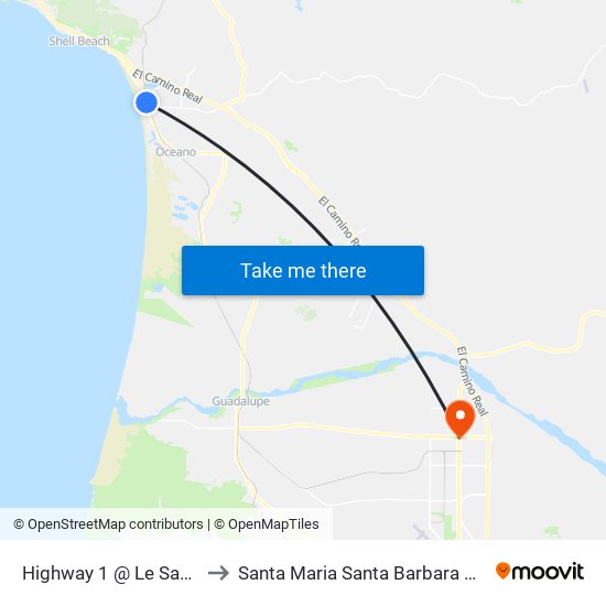 Highway 1 @ Le Sage Drive Sb to Santa Maria Santa Barbara County CA USA map