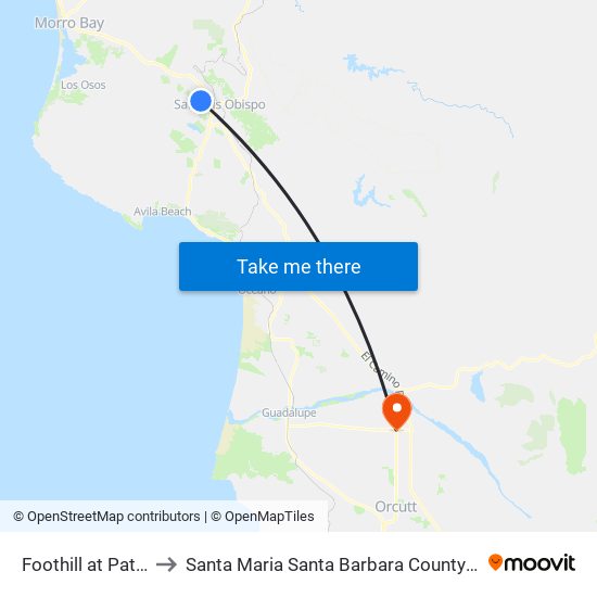 Foothill at Patricia to Santa Maria Santa Barbara County CA USA map