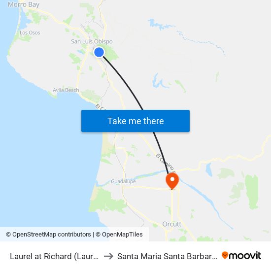 Laurel at Richard (Laurel Lane Market) to Santa Maria Santa Barbara County CA USA map