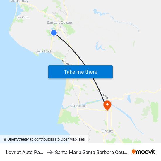 Lovr at Auto Park Way to Santa Maria Santa Barbara County CA USA map