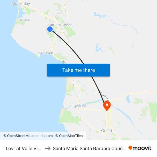 Lovr at Valle Vista (E) to Santa Maria Santa Barbara County CA USA map