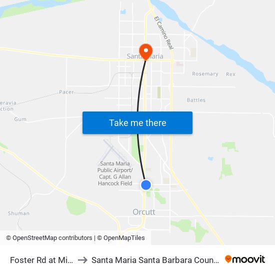 Foster Rd at Michelle to Santa Maria Santa Barbara County CA USA map