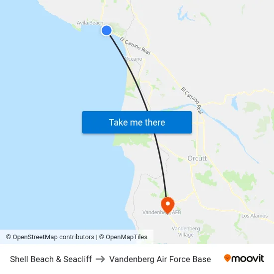 Shell Beach & Seacliff to Vandenberg Air Force Base map