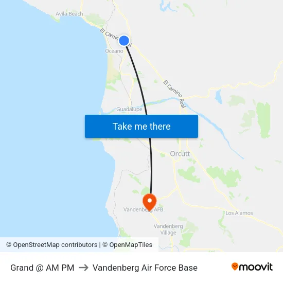 Grand @ AM PM to Vandenberg Air Force Base map