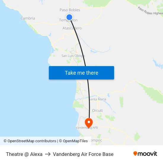 Theatre @ Alexa to Vandenberg Air Force Base map
