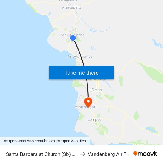 Santa Barbara at Church (Sb) Serving Amtrak to Vandenberg Air Force Base map