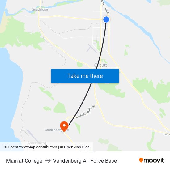 Main at College to Vandenberg Air Force Base map