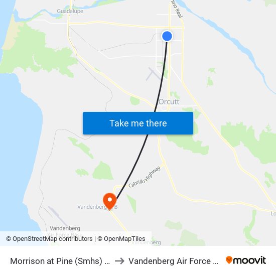 Morrison at Pine (Smhs) (Ob) to Vandenberg Air Force Base map