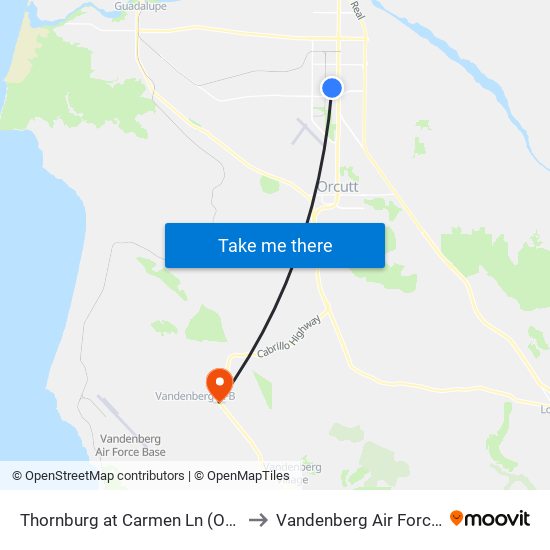 Thornburg at Carmen Ln (Outbound) to Vandenberg Air Force Base map