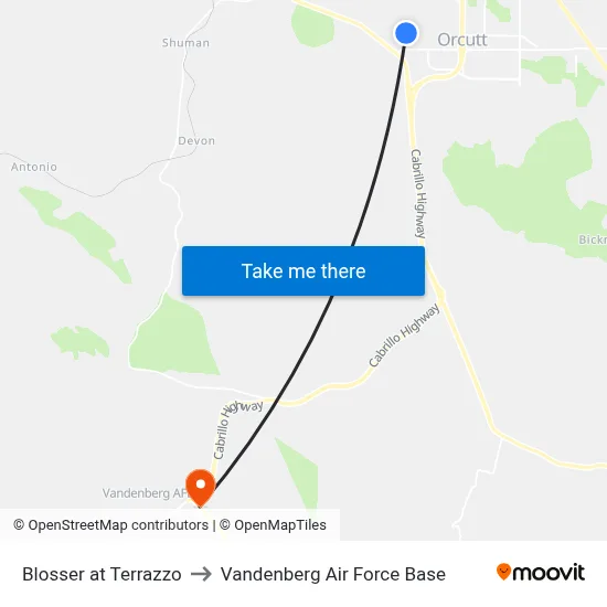 Blosser at Terrazzo to Vandenberg Air Force Base map