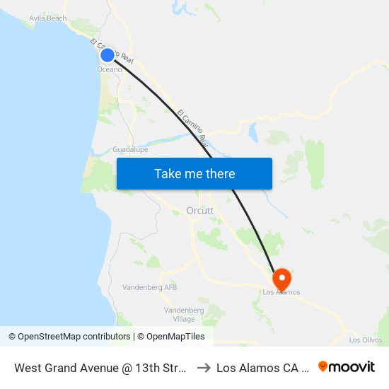 West Grand Avenue @ 13th Street Eb to Los Alamos CA USA map