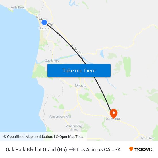 Oak Park Blvd at Grand (Nb) to Los Alamos CA USA map