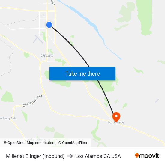 Miller at E Inger (Inbound) to Los Alamos CA USA map