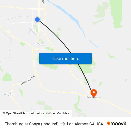 Thornburg at Sonya (Inbound) to Los Alamos CA USA map