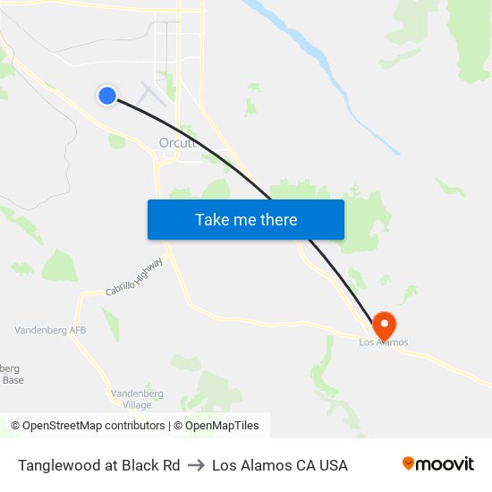 Tanglewood at Black Rd to Los Alamos CA USA map