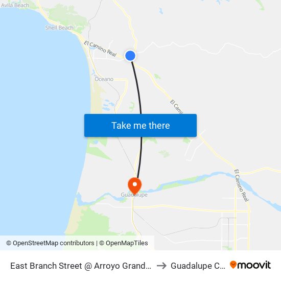 East Branch Street @ Arroyo Grande City Hall Wb to Guadalupe CA USA map