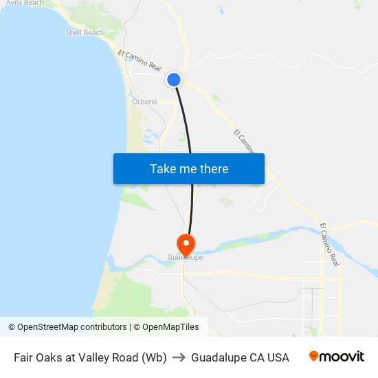 Fair Oaks at Valley Road (Wb) to Guadalupe CA USA map