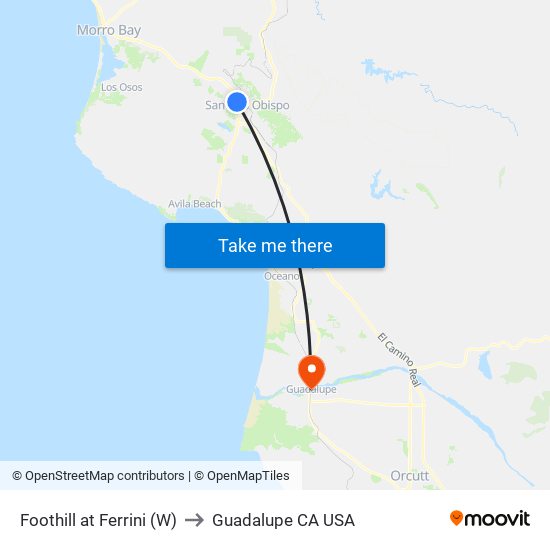 Foothill at Ferrini (W) to Guadalupe CA USA map