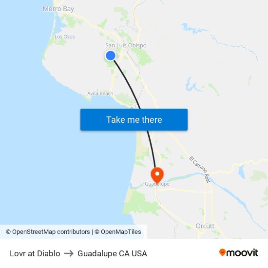 Lovr at Diablo to Guadalupe CA USA map