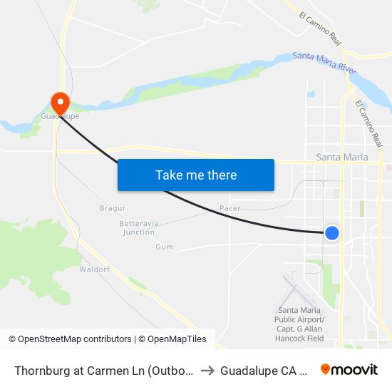 Thornburg at Carmen Ln (Outbound) to Guadalupe CA USA map