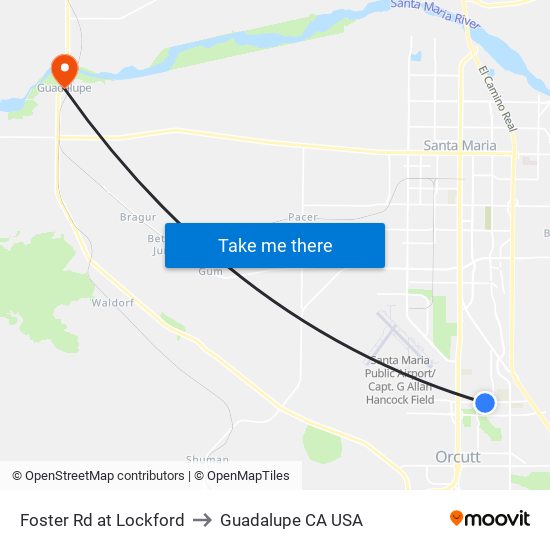 Foster Rd at Lockford to Guadalupe CA USA map