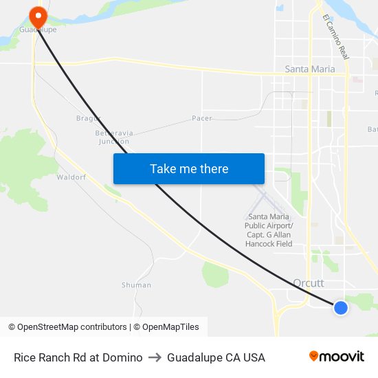 Rice Ranch Rd at Domino to Guadalupe CA USA map