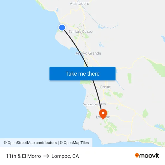 11th & El Morro to Lompoc, CA map