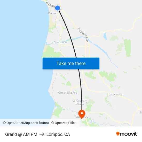 Grand @ AM PM to Lompoc, CA map