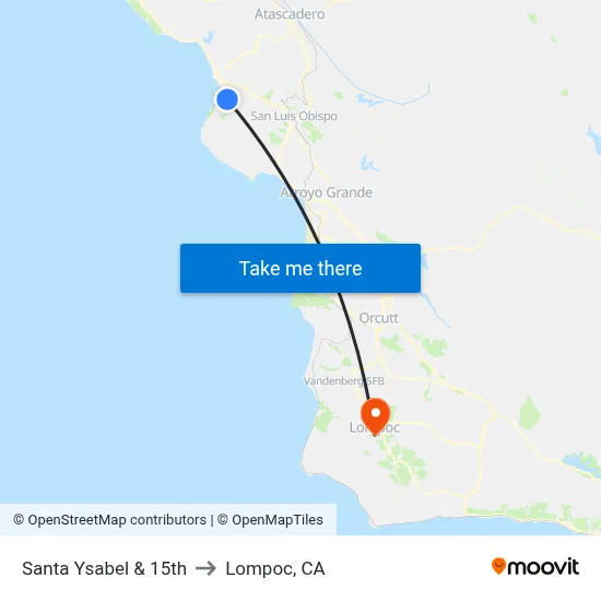 Santa Ysabel & 15th to Lompoc, CA map