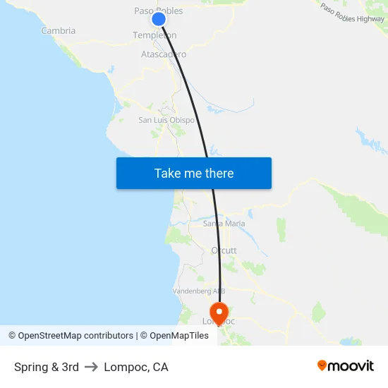 Spring & 3rd to Lompoc, CA map