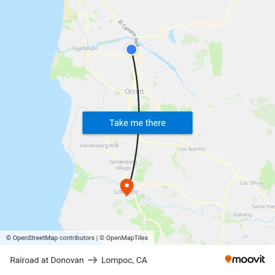 Rairoad at Donovan to Lompoc, CA map
