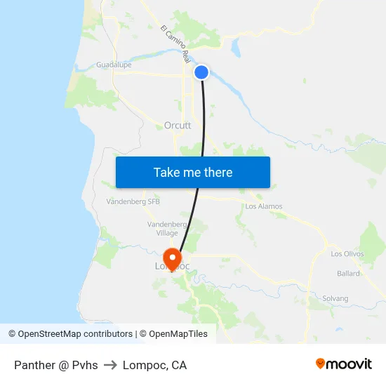 Panther @ Pvhs to Lompoc, CA map