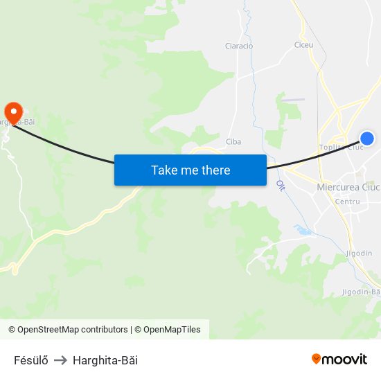 Fésülő to Harghita-Băi map
