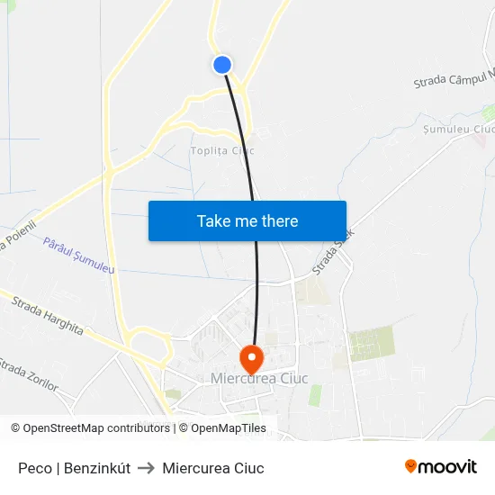 Peco | Benzinkút to Miercurea Ciuc map