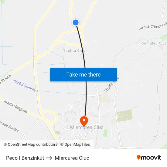 Peco | Benzinkút to Miercurea Ciuc map