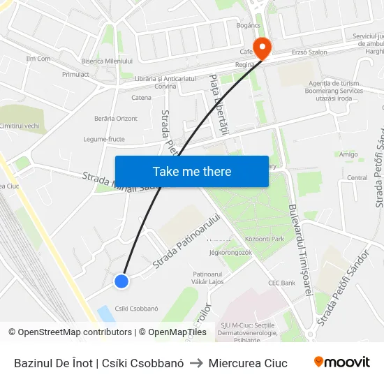 Bazinul De Înot | Csíki Csobbanó to Miercurea Ciuc map