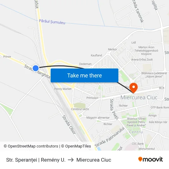 Str. Speranței | Remény U. to Miercurea Ciuc map