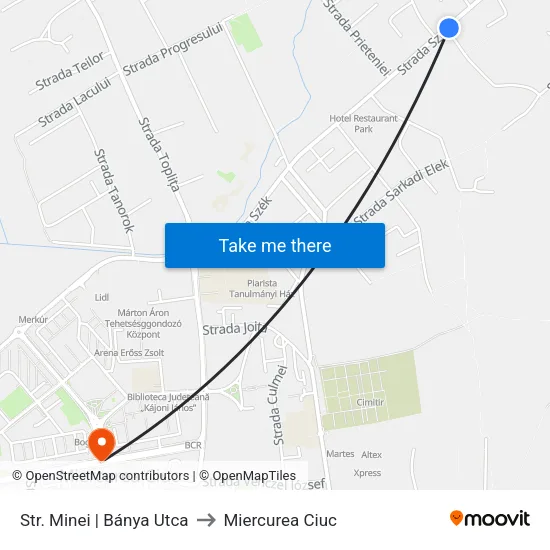 Str. Minei | Bánya Utca to Miercurea Ciuc map