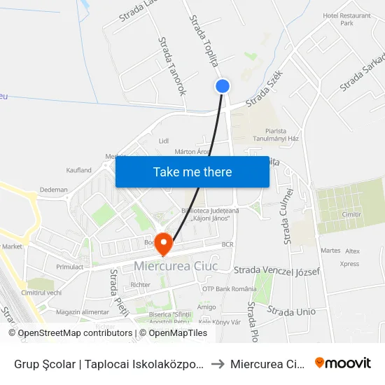 Grup Şcolar | Taplocai Iskolaközpont to Miercurea Ciuc map