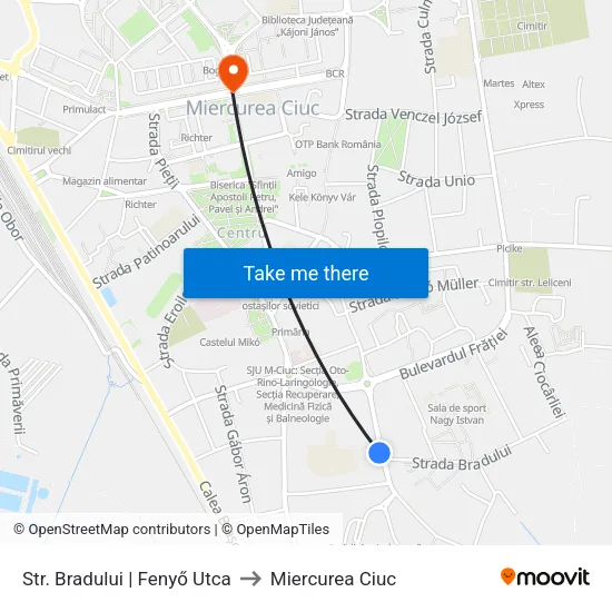 Str. Bradului | Fenyő Utca to Miercurea Ciuc map