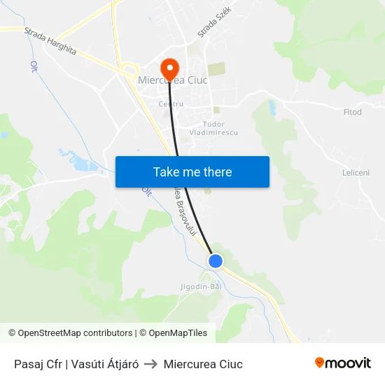 Pasaj Cfr | Vasúti Átjáró to Miercurea Ciuc map