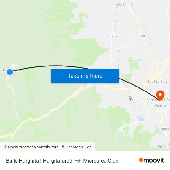 Băile Harghita | Hargitafürdő to Miercurea Ciuc map