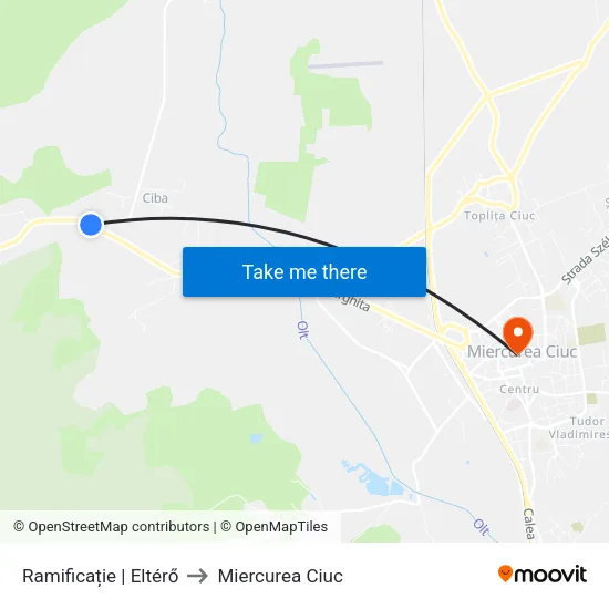 Ramificație | Eltérő to Miercurea Ciuc map