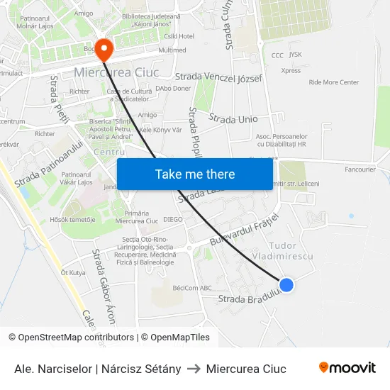 Ale. Narciselor | Nárcisz Sétány to Miercurea Ciuc map