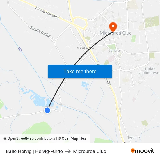 Băile Helvig | Helvig-Fürdő to Miercurea Ciuc map