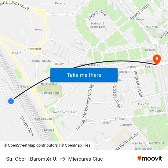 Str. Obor | Baromtér U. to Miercurea Ciuc map
